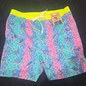 Chubbies Neon Dinosaur Print Swim Shorts